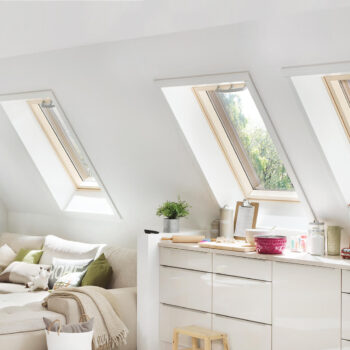 Bright room with three windows from Roto.