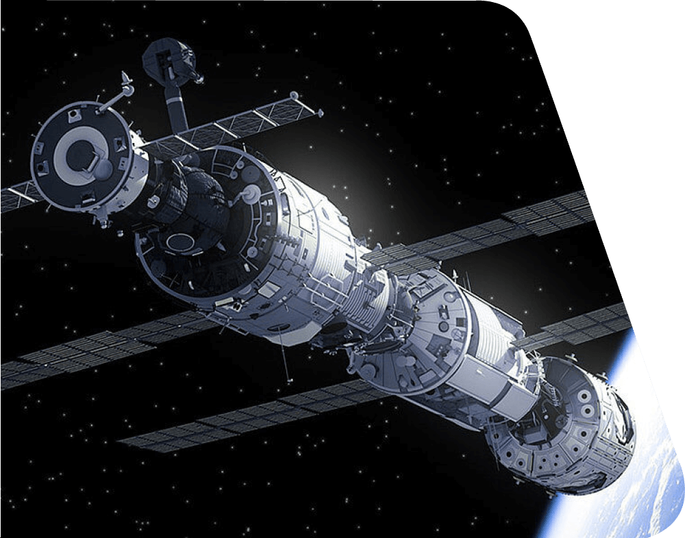 Foto der Internationalen Raumstation ISS mit KNF Technologie an Bord.
