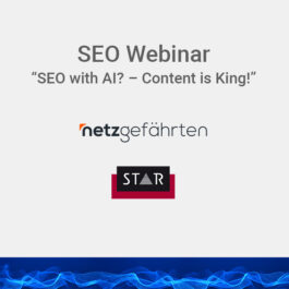 Invitation to the SEO webinar “SEO with AI? – Content is King!”