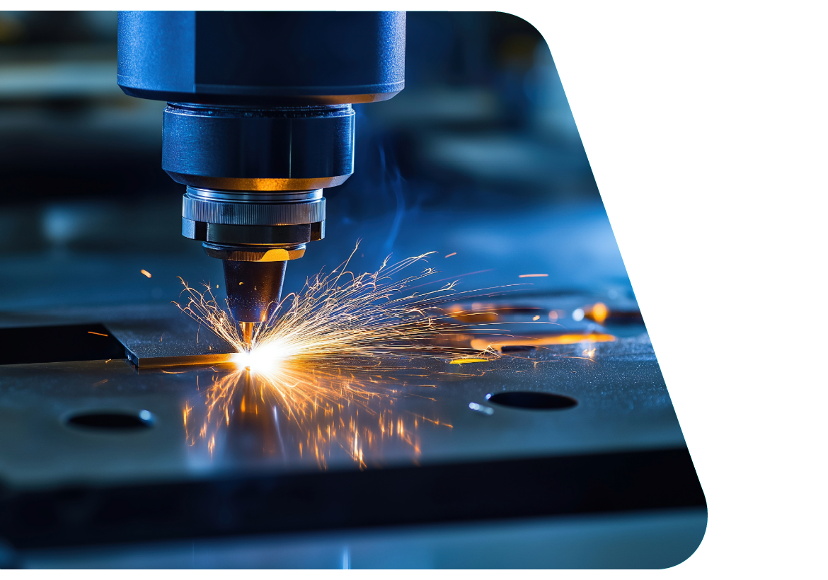 Laserbearbeitungsprozess mit präzisem Schneidvorgang für eine technische Case Study.