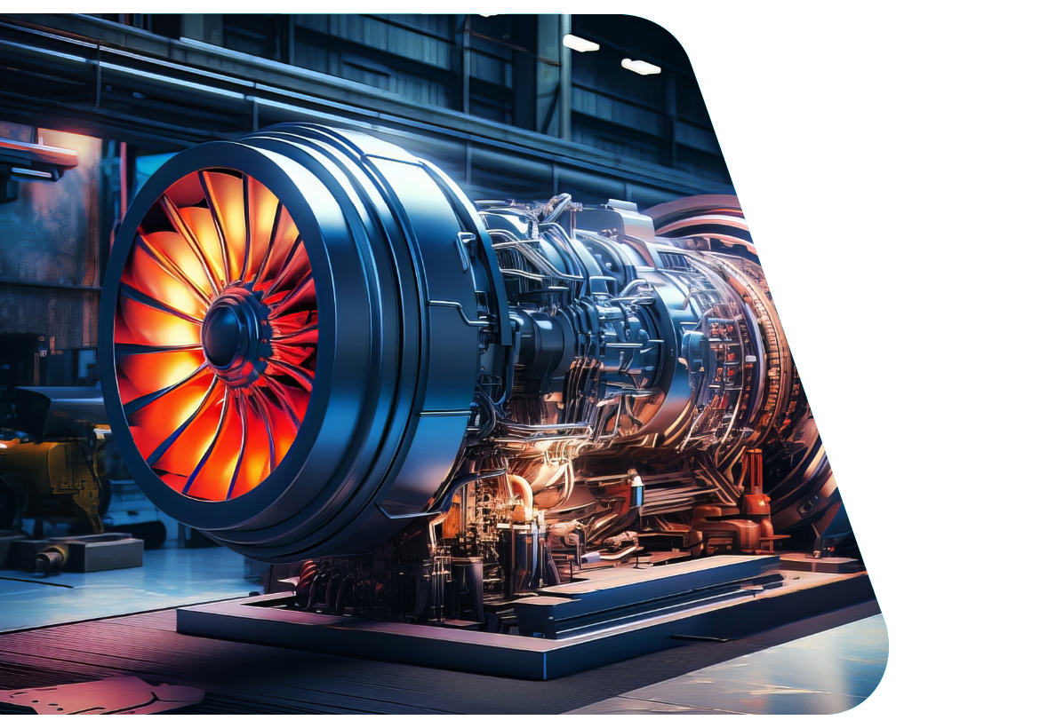 Detailed view of a large industrial turbine in a manufacturing hall for a case study.